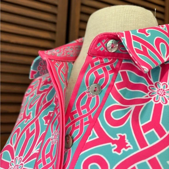 Gretchen Scott Designs Pink and Blue Long Sleeve Dress - Picture 4 of 6